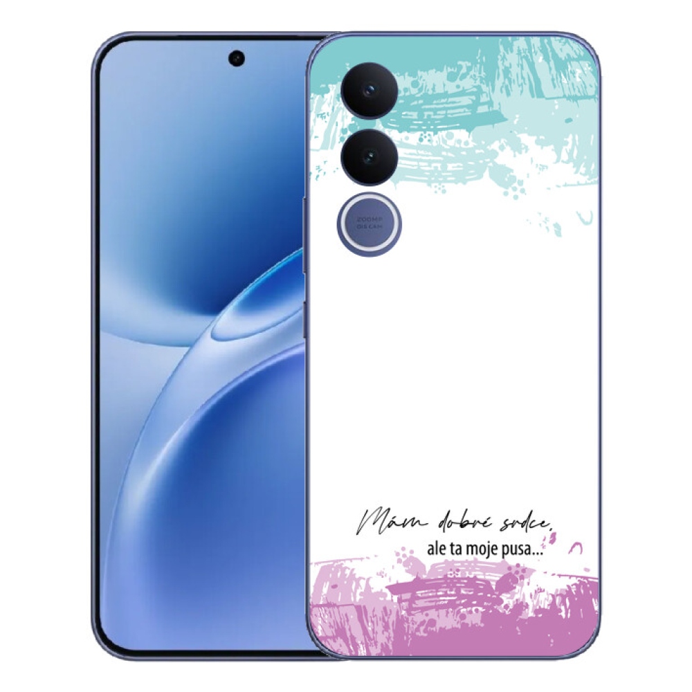 Gelový kryt mmCase na Vivo V70 FE - vtipný text 3 bílé pozadí