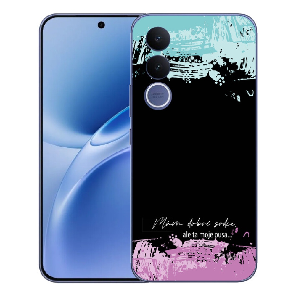 Gelový kryt mmCase na Vivo V70 FE - vtipný text 3 černé pozadí