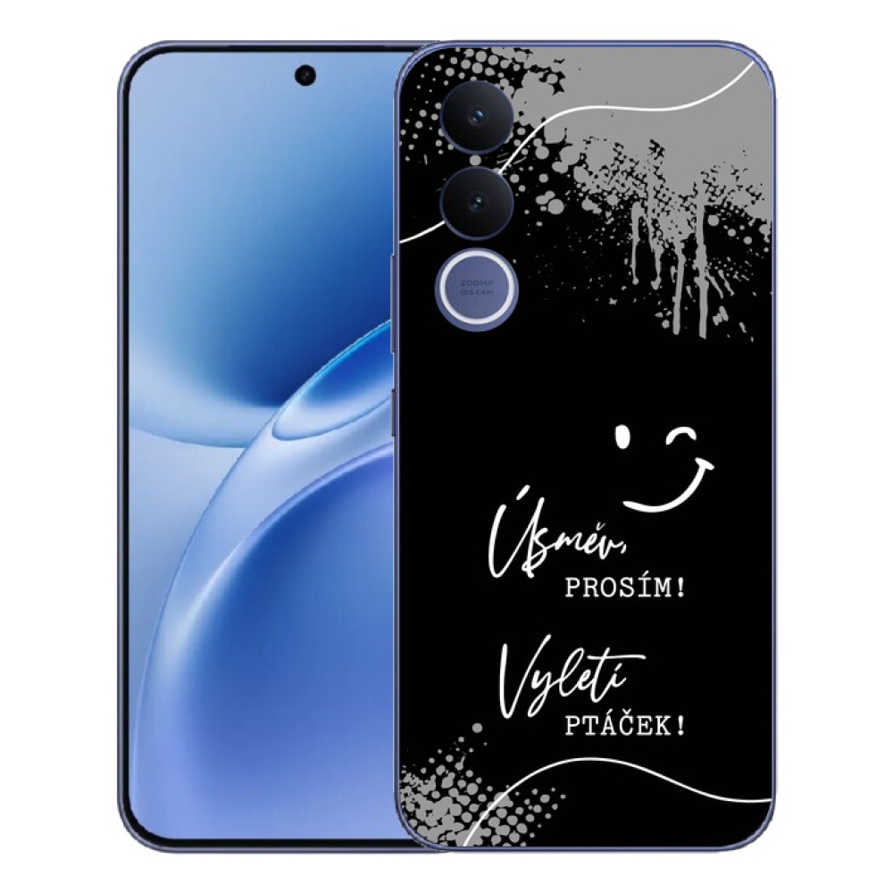Gelový kryt mmCase na Vivo V70 FE - vtipný text 4 černé pozadí