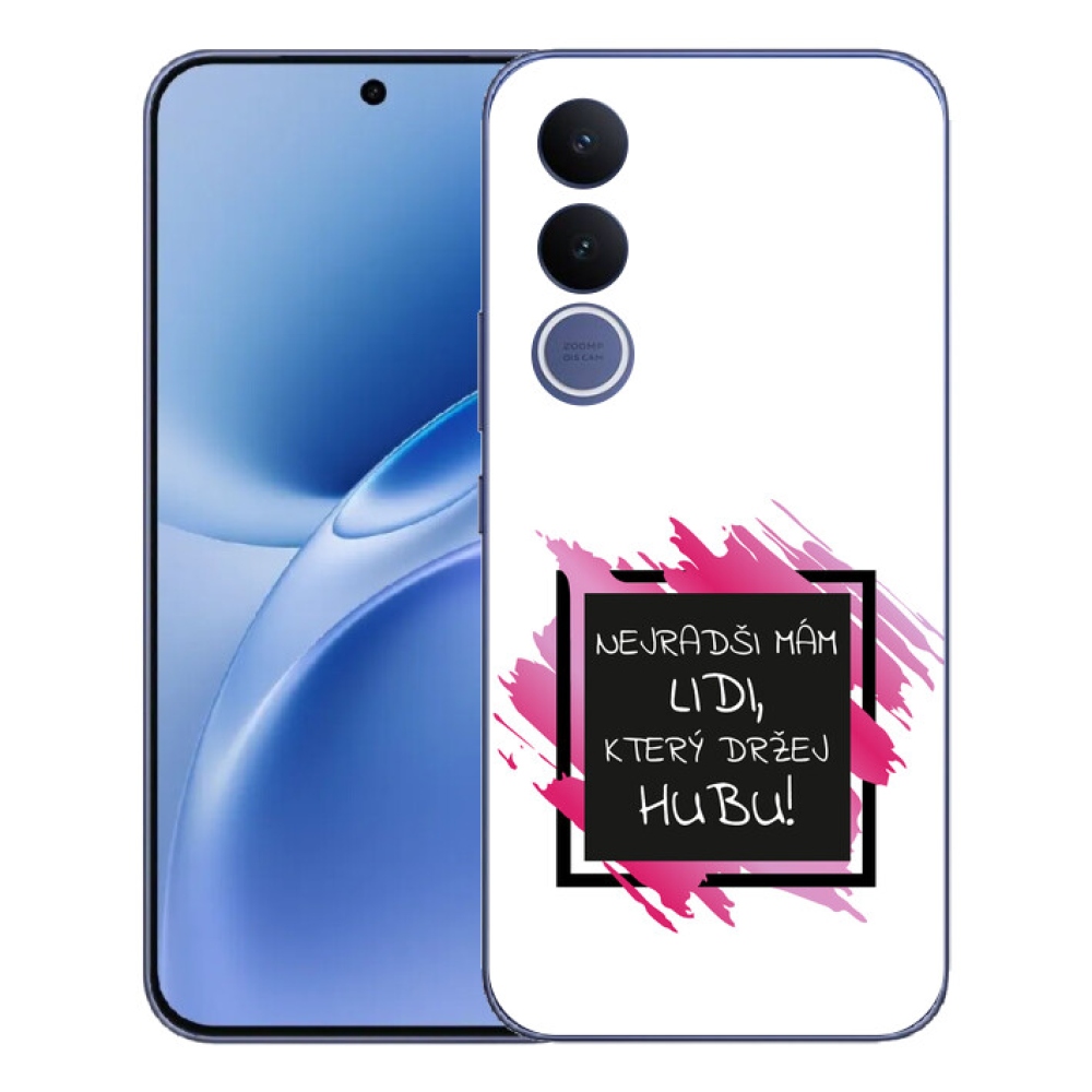 Gelový kryt mmCase na Vivo V70 FE - vtipný text 7 černobílé pozadí