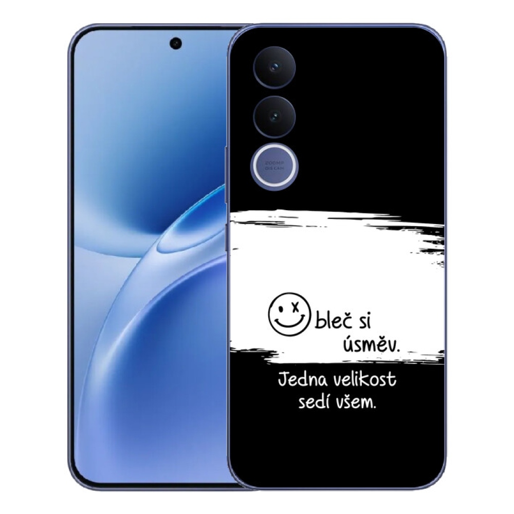 Gelový kryt mmCase na Vivo V70 FE - vtipný text 8 bíločerné pozadí