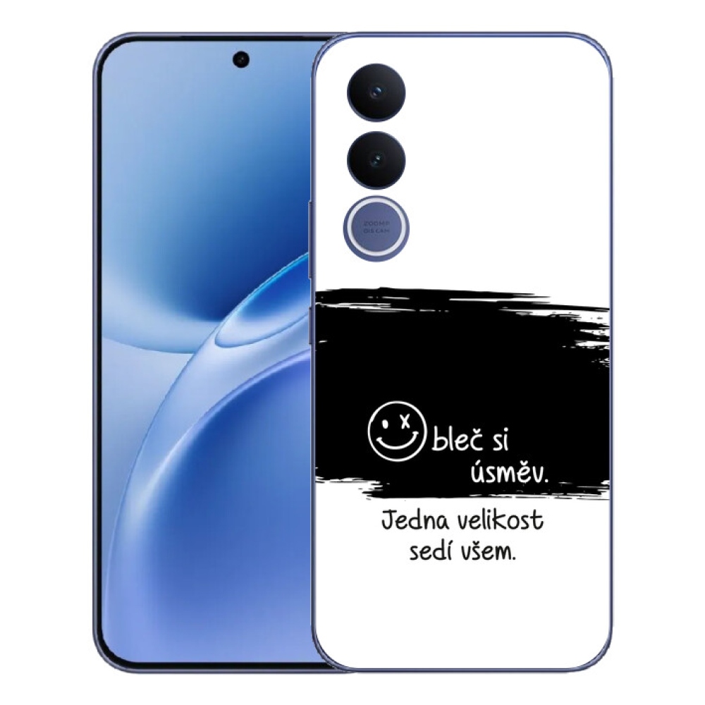 Gelový kryt mmCase na Vivo V70 FE - vtipný text 8 černobílé pozadí