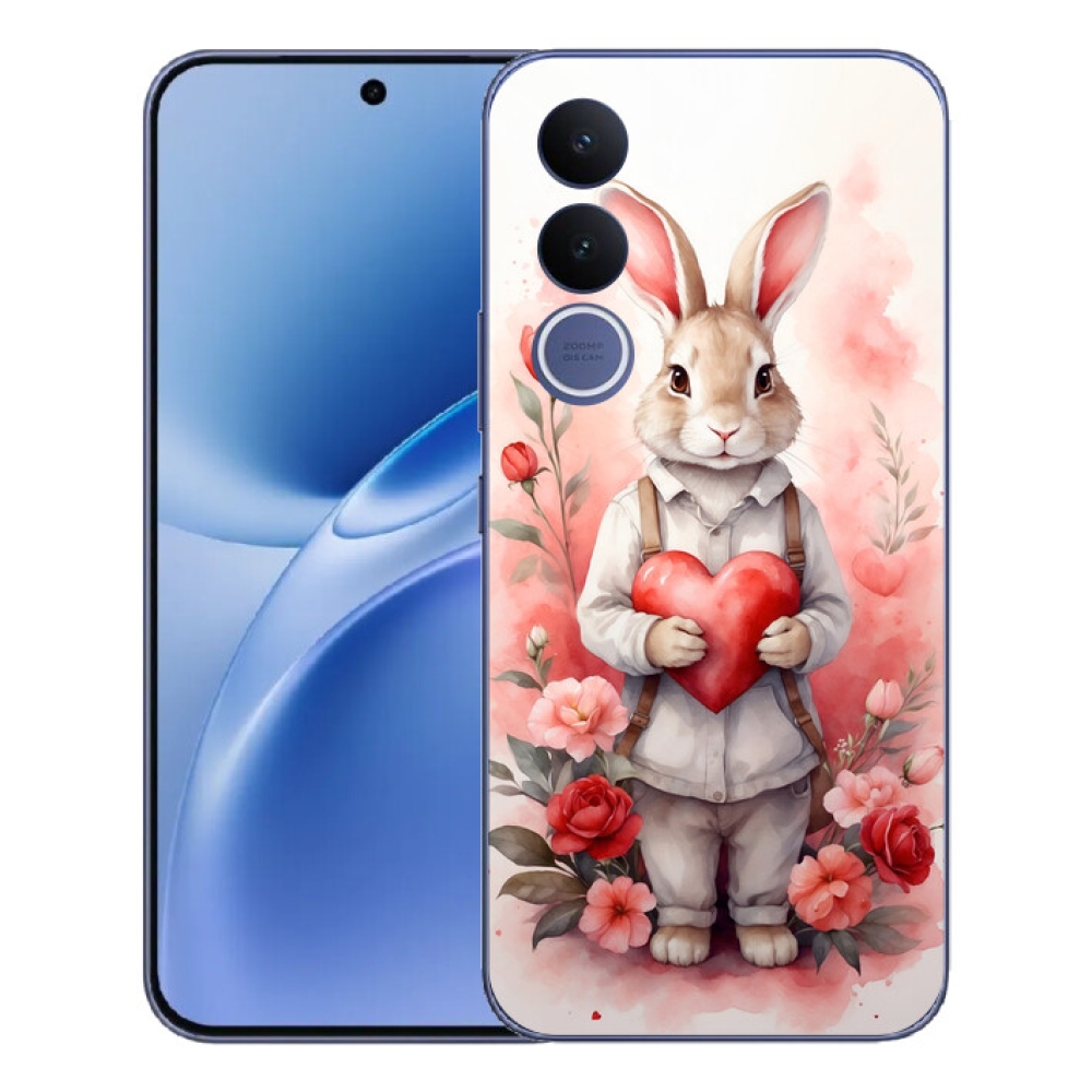 Gelový kryt mmCase na Vivo V70 FE - zajíc se srdíčkem