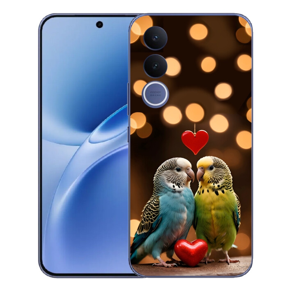 Gelový kryt mmCase na Vivo V70 FE - zamilovaní papoušci