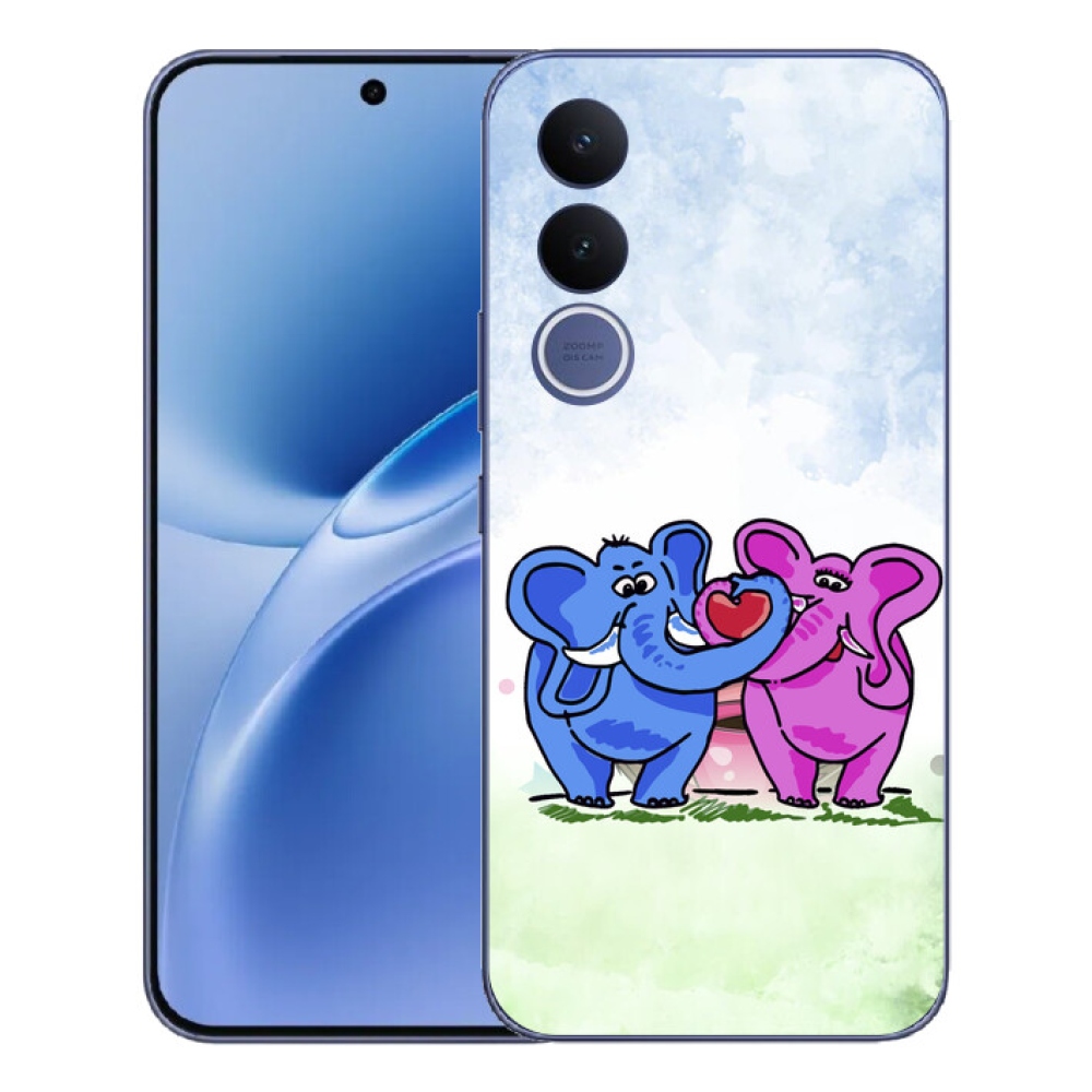 Gelový kryt mmCase na Vivo V70 FE - zamilovaní sloni