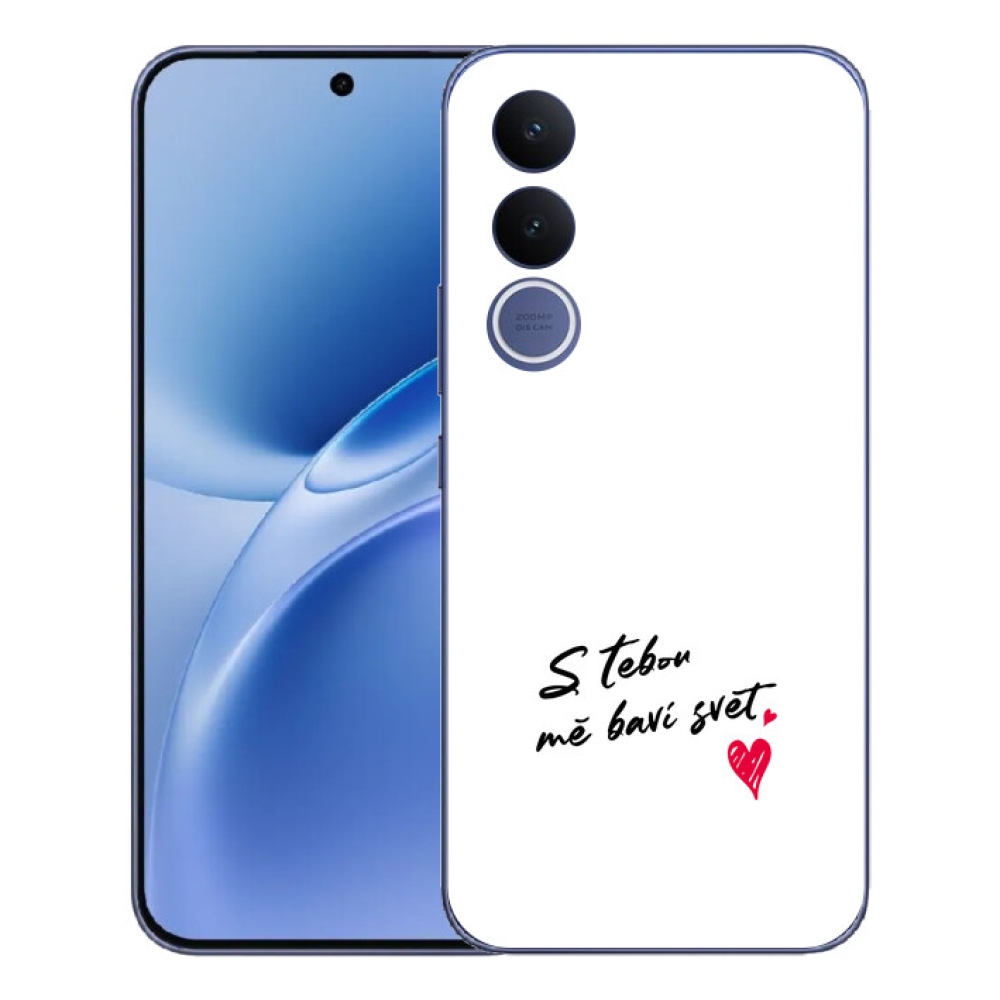 Gelový kryt mmCase na Vivo V70 FE - zamilovaný text 1 bílé pozadí