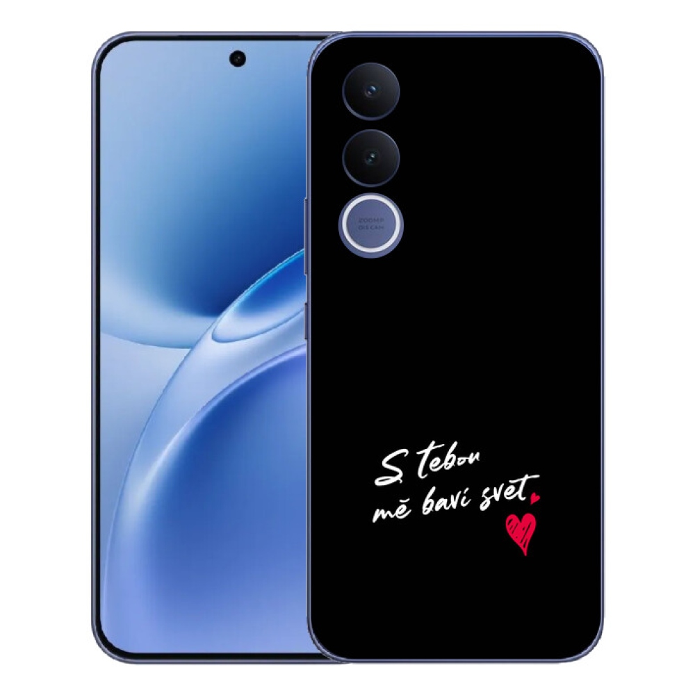 Gelový kryt mmCase na Vivo V70 FE - zamilovaný text 1 černé pozadí