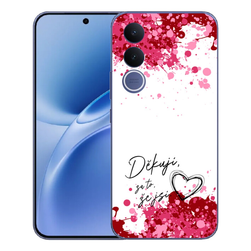 Gelový kryt mmCase na Vivo V70 FE - zamilovaný text 2 bílé pozadí