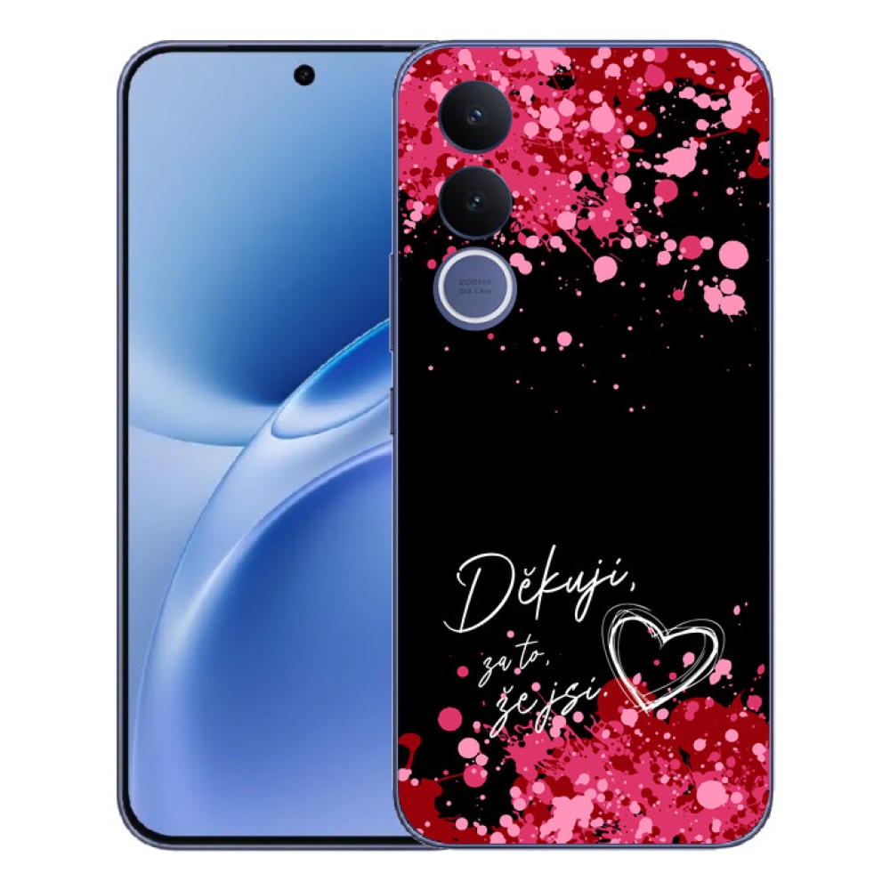 Gelový kryt mmCase na Vivo V70 FE - zamilovaný text 2 černé pozadí