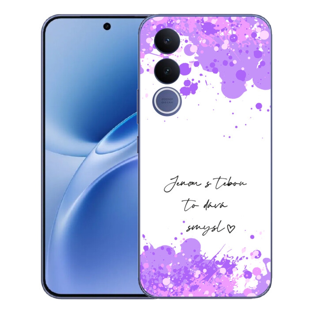 Gelový kryt mmCase na Vivo V70 FE - zamilovaný text bílé pozadí