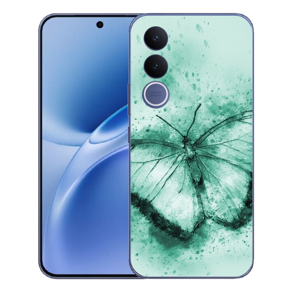 Gelový kryt mmCase na Vivo V70 FE - zelený motýl