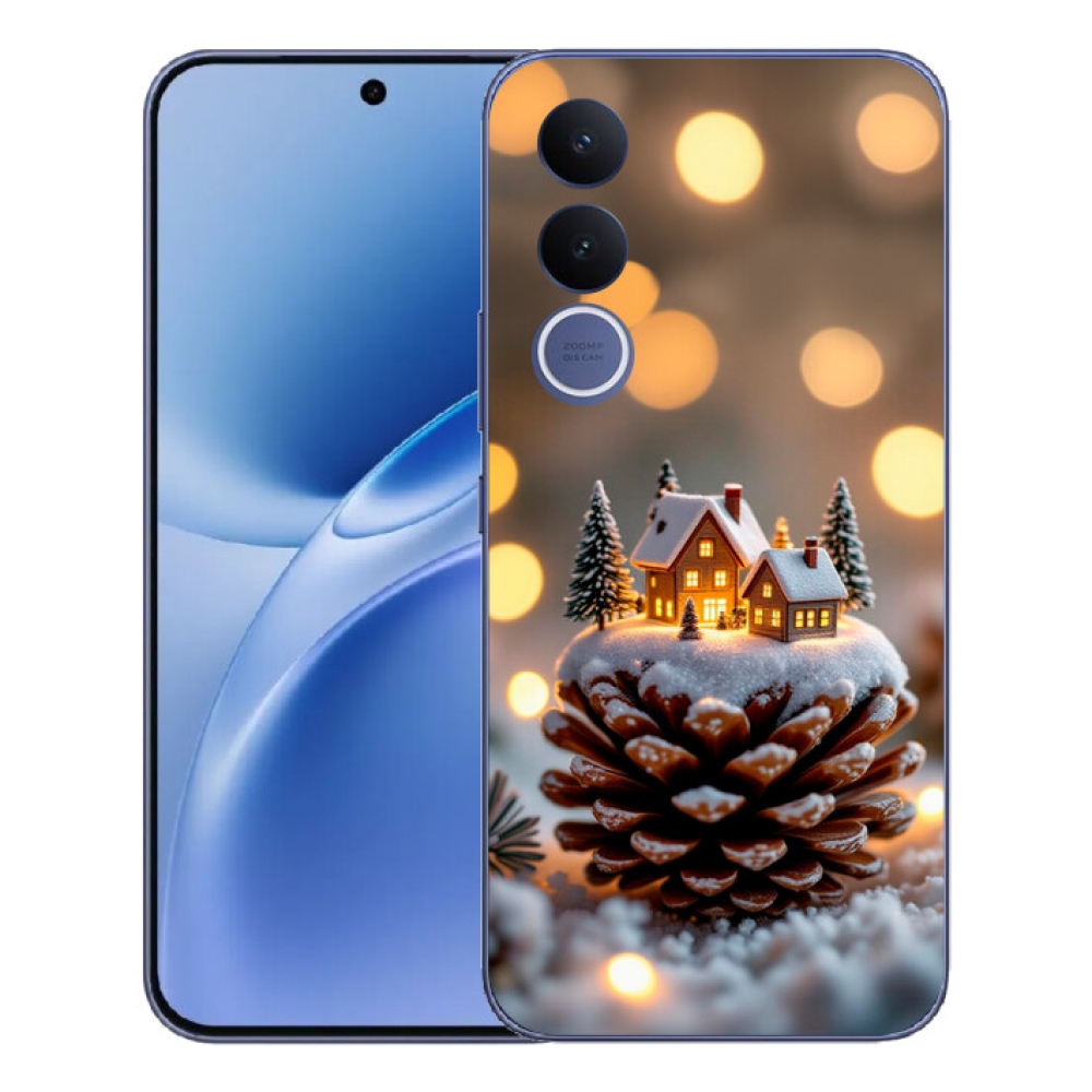 Gelový kryt mmCase na Vivo V70 FE - zimní vesnička