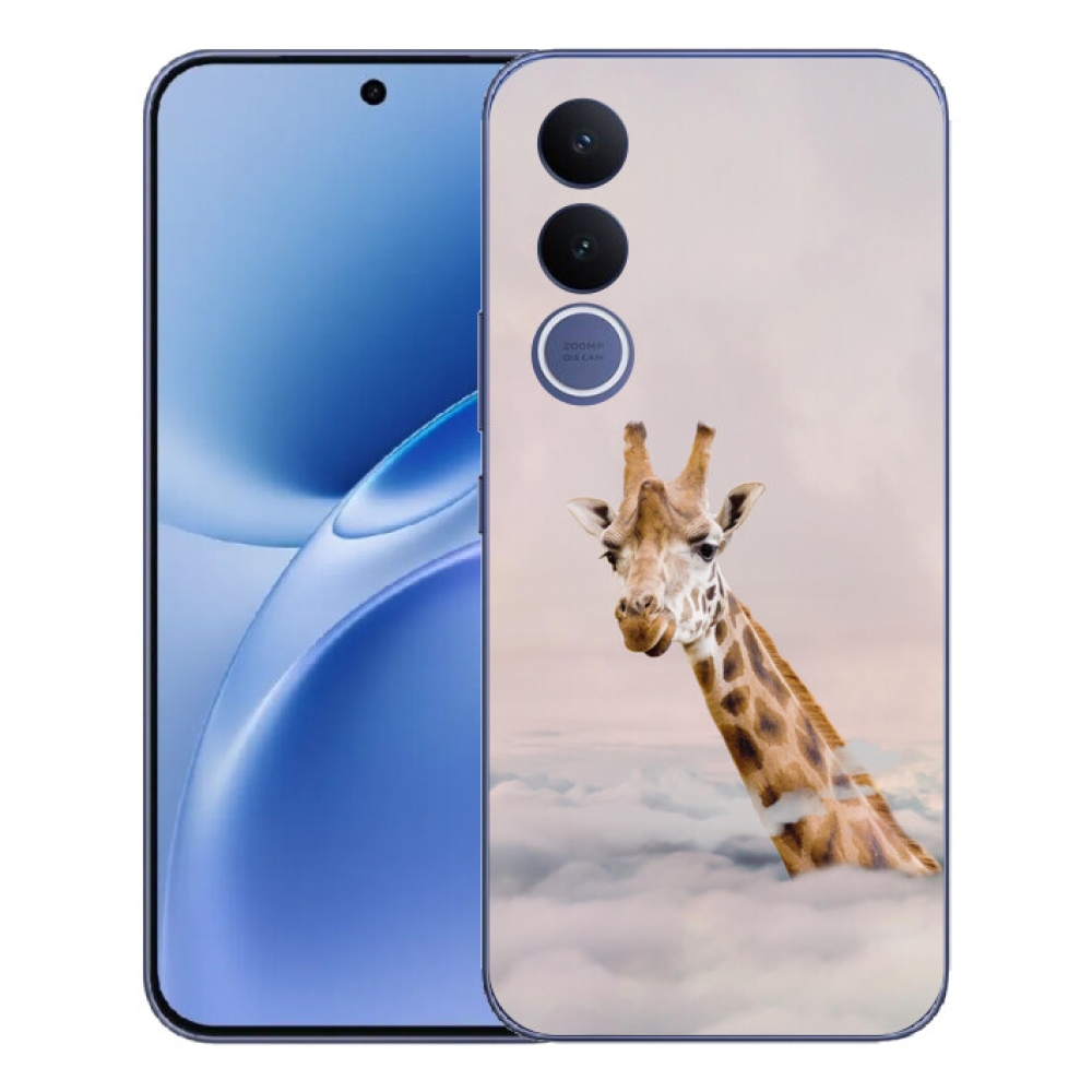 Gelový kryt mmCase na Vivo V70 FE - žirafa v oblacích