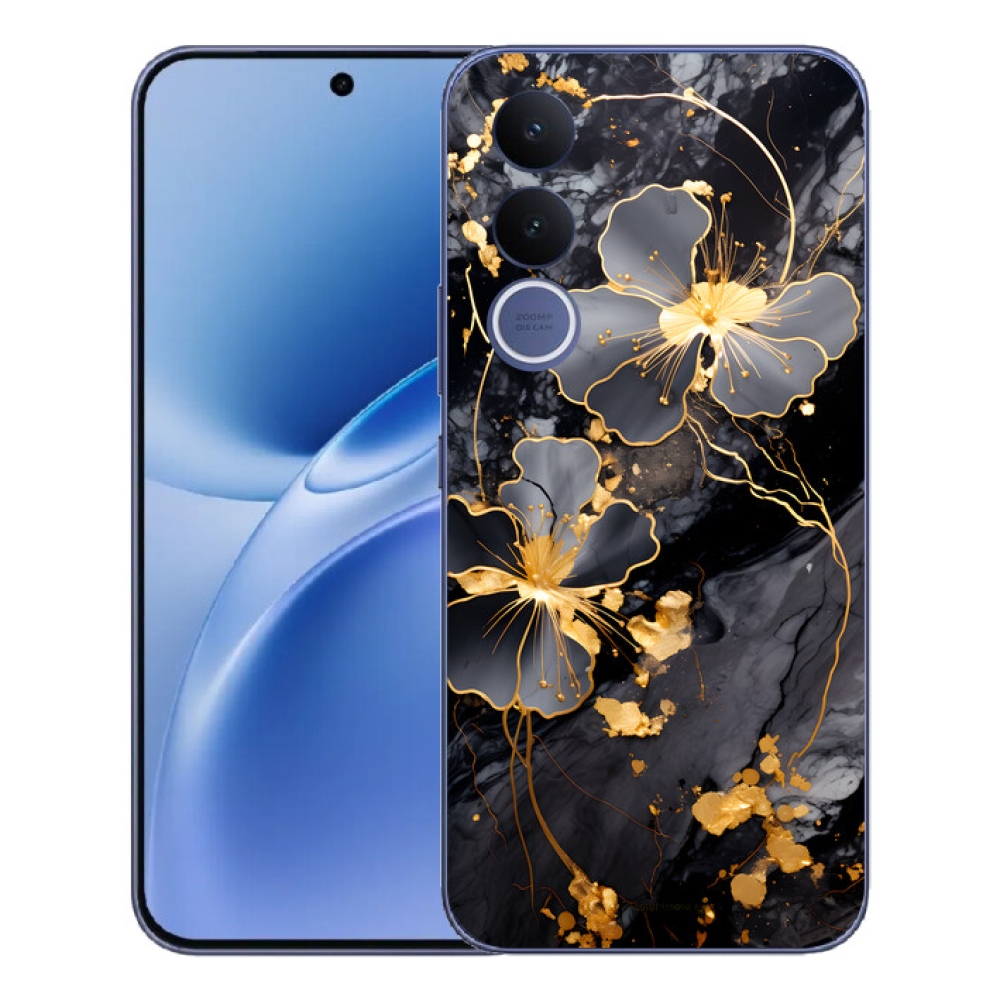 Gelový kryt mmCase na Vivo V70 FE - zlaté květy