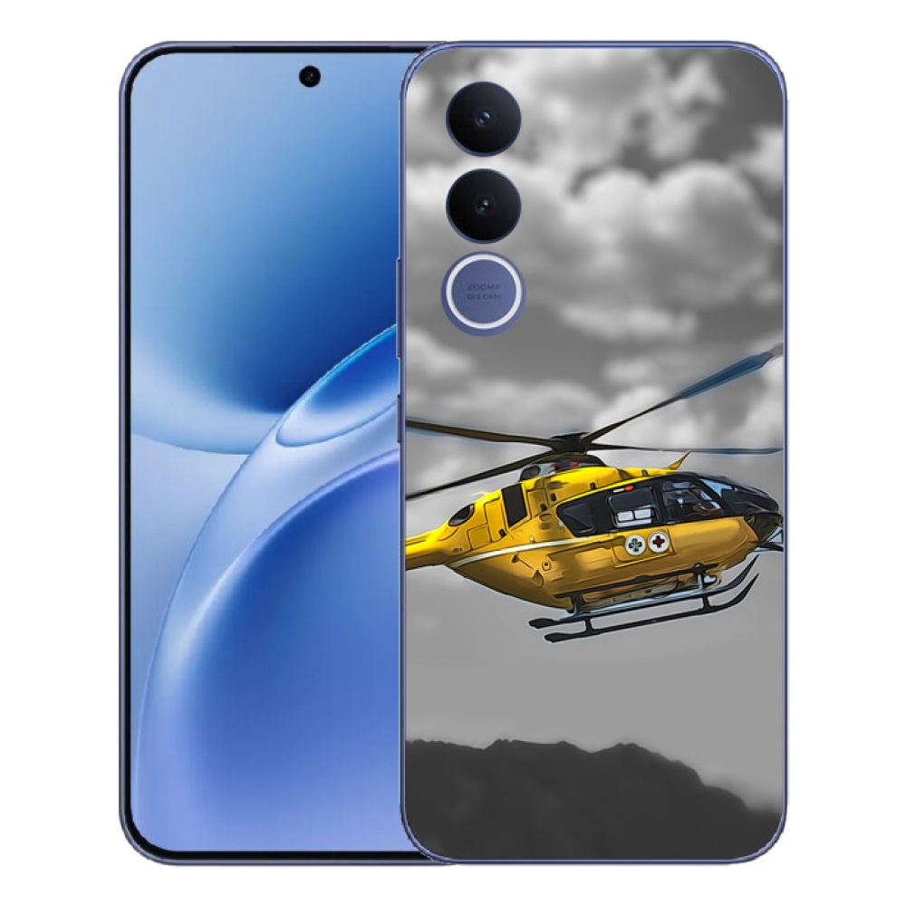 Gelový kryt mmCase na Vivo V70 FE - žlutá helikoptéra