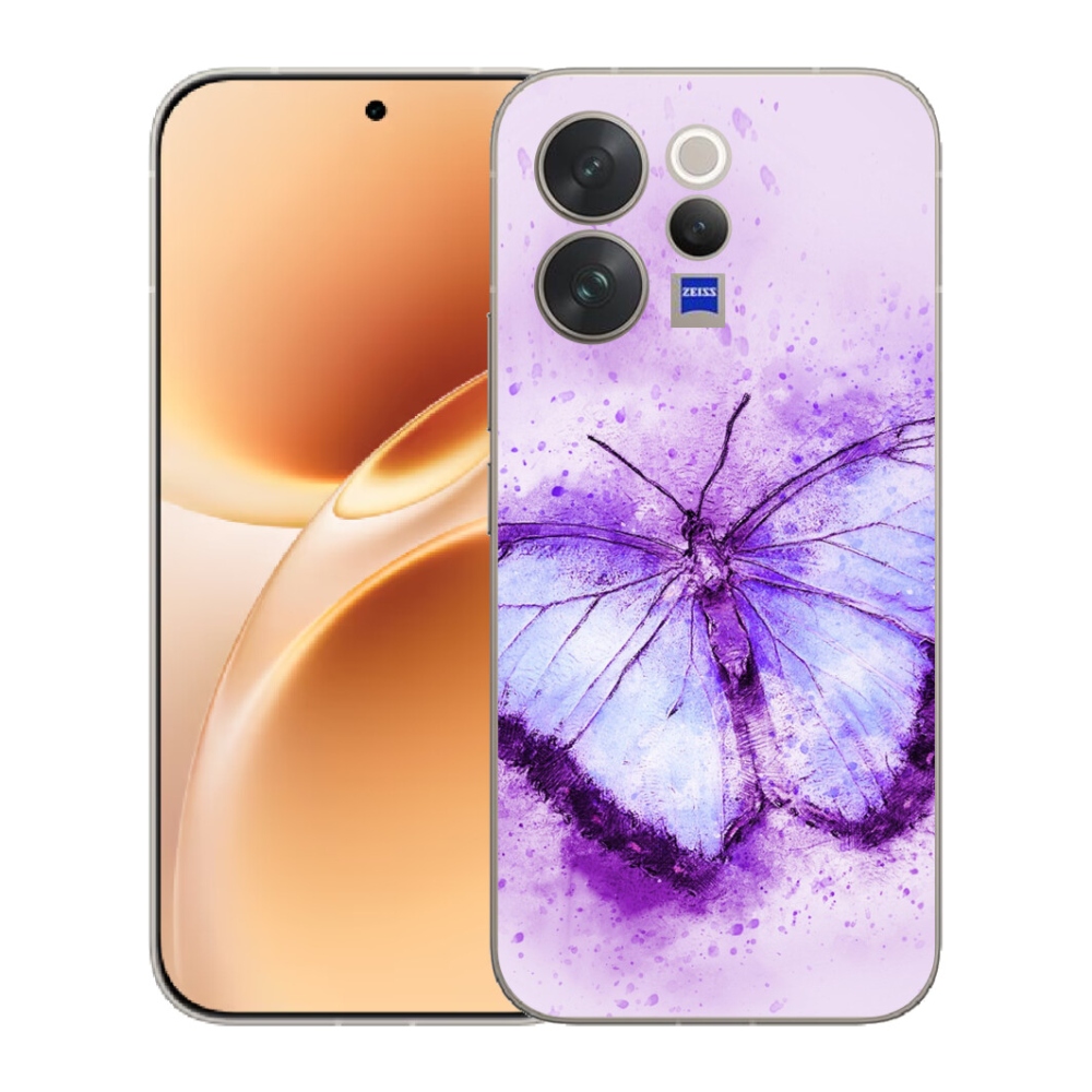 Gelový kryt mmCase na Vivo V70 - fialový motýl