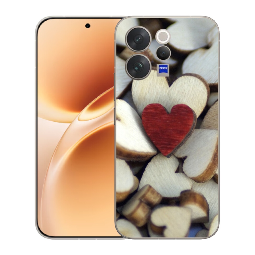 Gelový kryt mmCase na Vivo V70 - gravírované červené srdce 