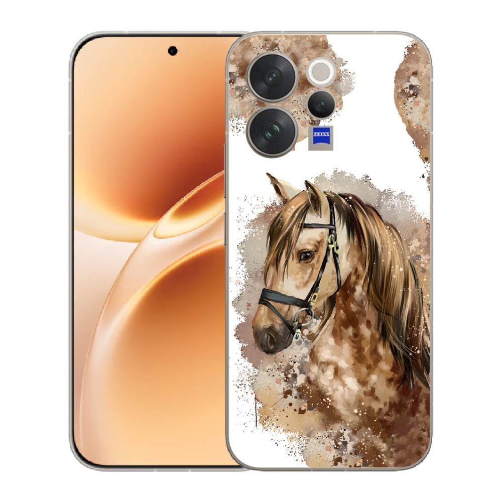 Gelový kryt mmCase na Vivo V70 - hnědý kreslený kůň