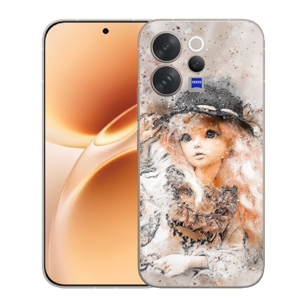 Gelový kryt mmCase na Vivo V70 - holčička s kloboukem