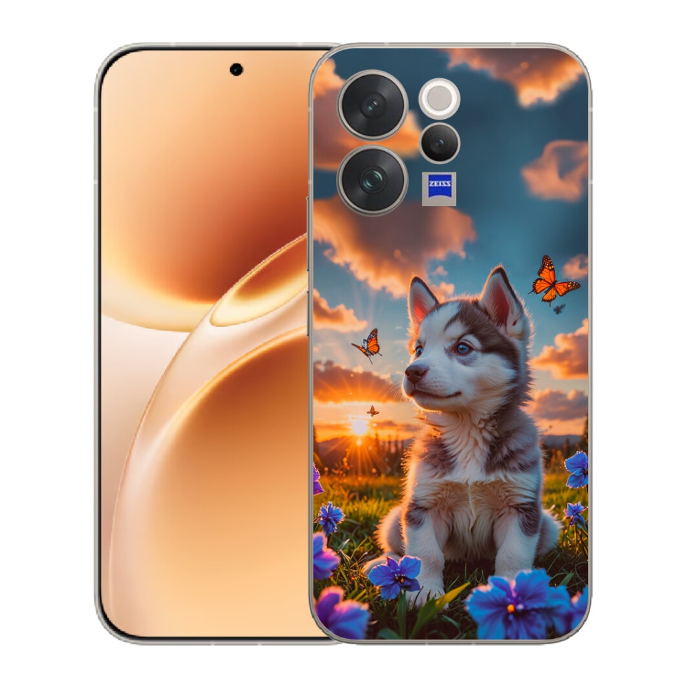 Gelový kryt mmCase na Vivo V70 - husky při západu slunce