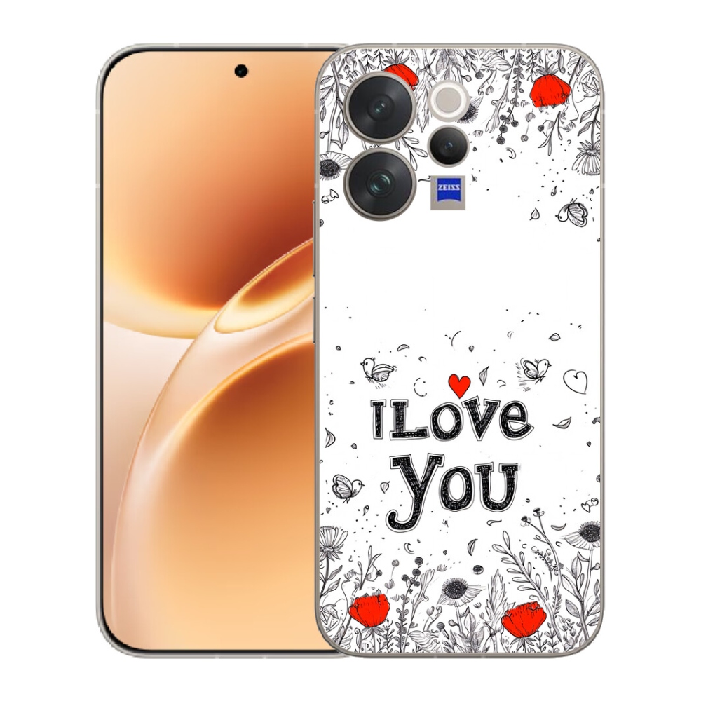 Gelový kryt mmCase na Vivo V70 - I love you bílé pozadí
