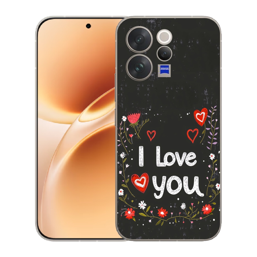 Gelový kryt mmCase na Vivo V70 - I love you černé pozadí