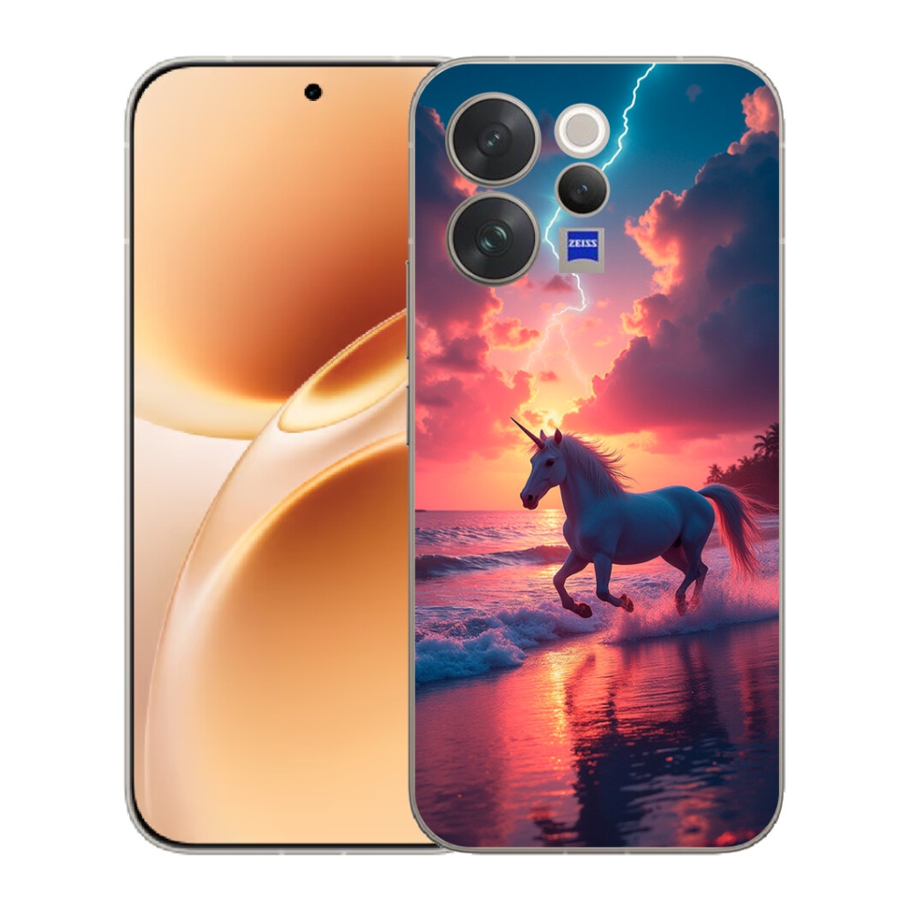 Gelový kryt mmCase na Vivo V70 - jednorožec na pláži