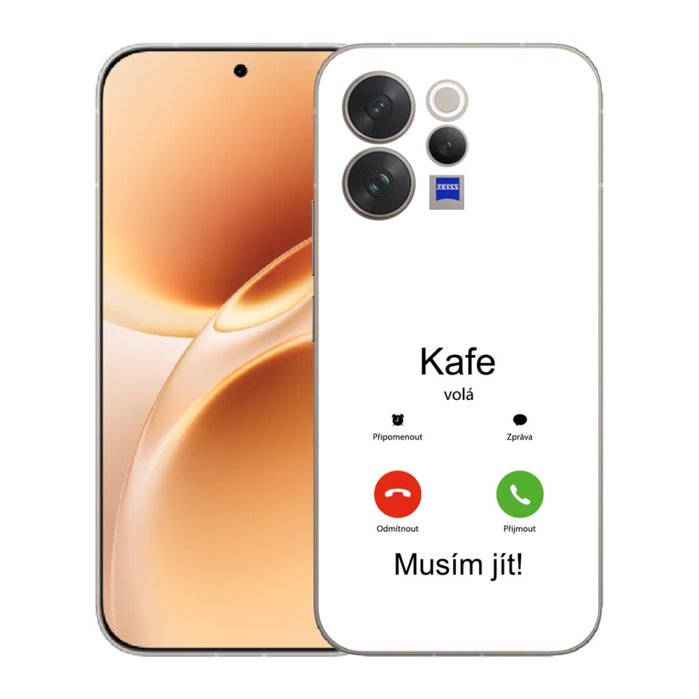 Gelový kryt mmCase na Vivo V70 - kafe volá bílé pozadí