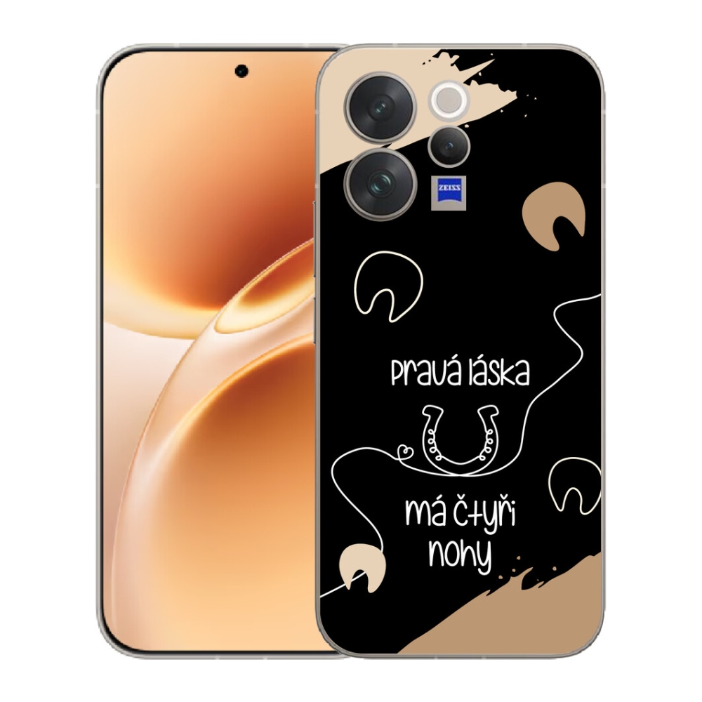 Gelový kryt mmCase na Vivo V70 - koňský motiv černé pozadí