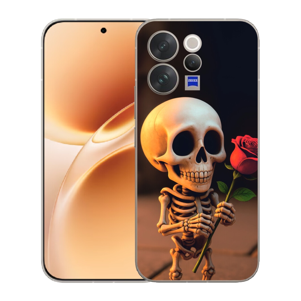 Gelový kryt mmCase na Vivo V70 - kostlivec s růží