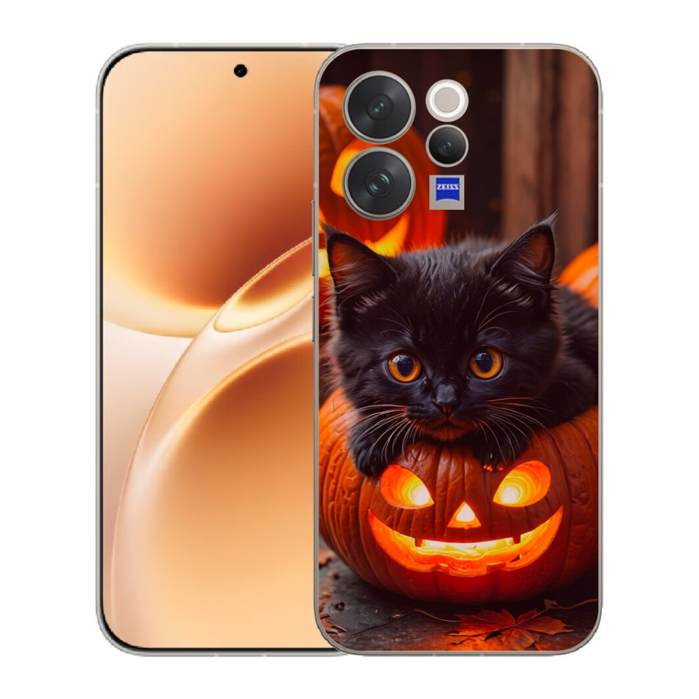 Gelový kryt mmCase na Vivo V70 - kotě a dýně