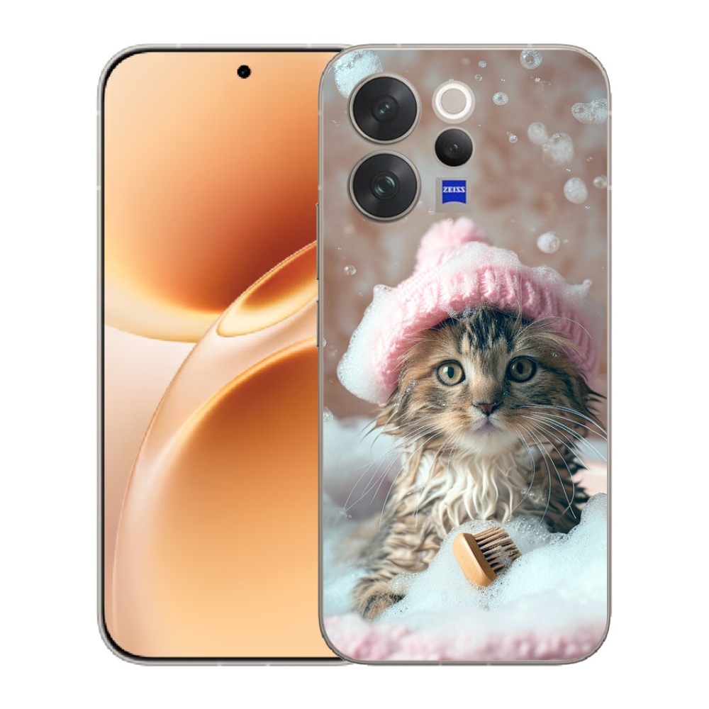 Gelový kryt mmCase na Vivo V70 - kotě a koupel