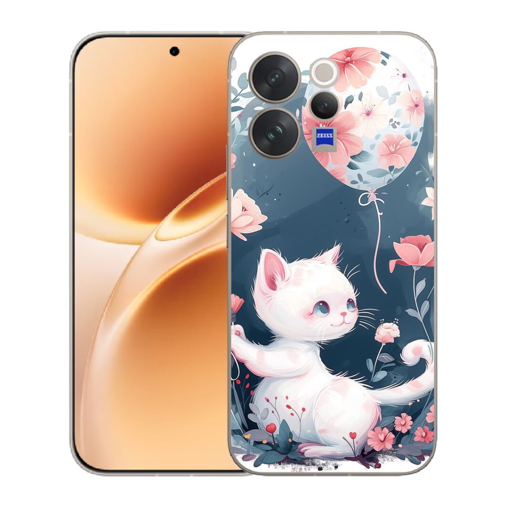 Gelový kryt mmCase na Vivo V70 - kotě s balónkem