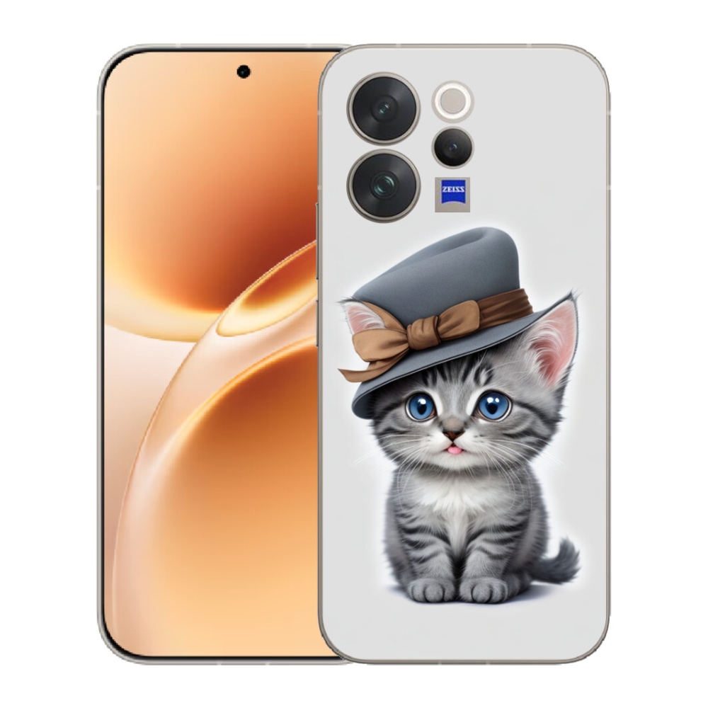 Gelový kryt mmCase na Vivo V70 - kotě s kloboukem