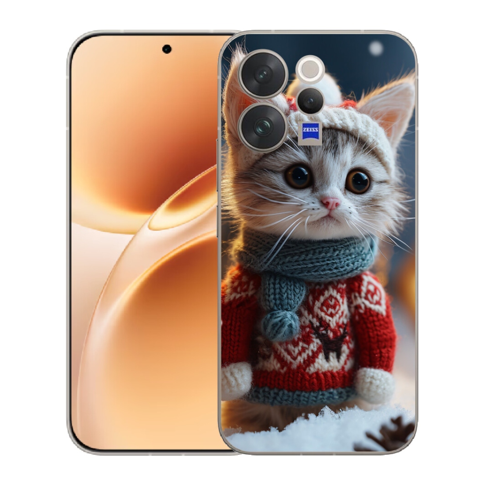 Gelový kryt mmCase na Vivo V70 - kotě ve svetru