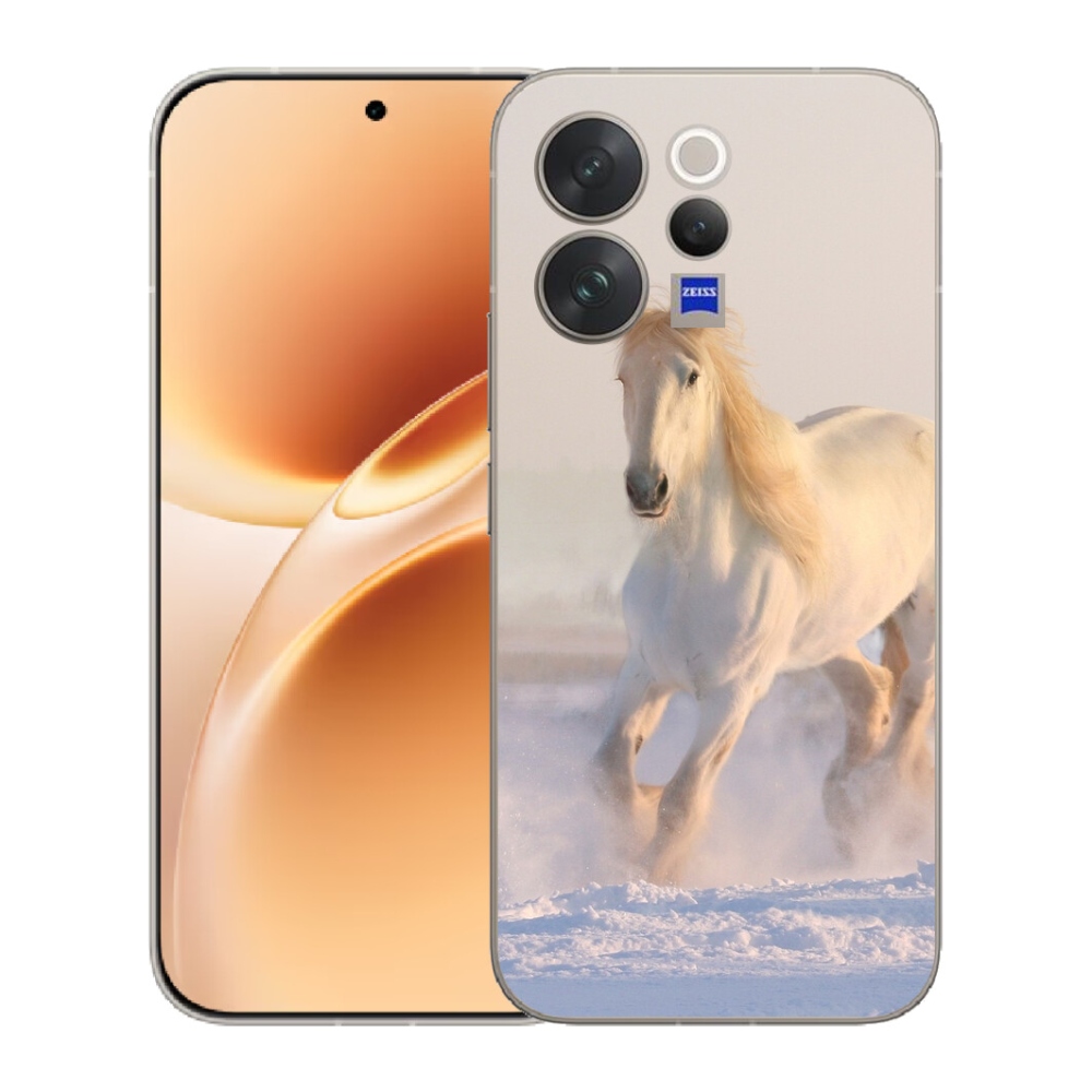 Gelový kryt mmCase na Vivo V70 - kůň ve sněhu