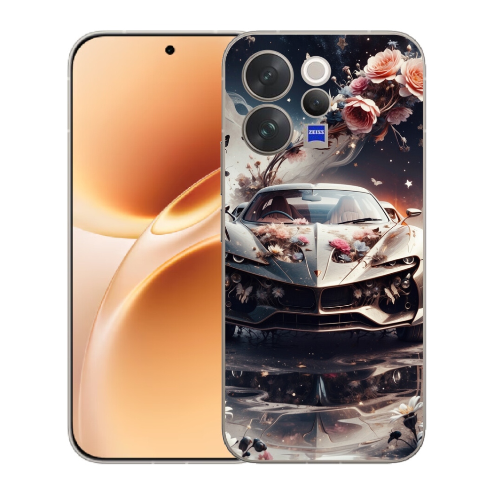 Gelový kryt mmCase na Vivo V70 - květinový sportovní vůz