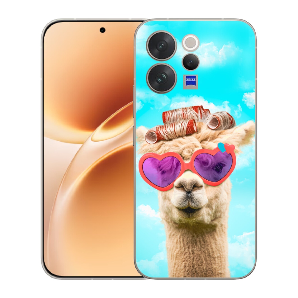 Gelový kryt mmCase na Vivo V70 - lama s brýlemi