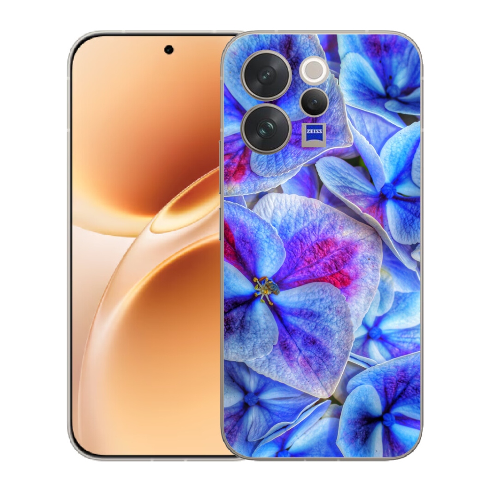 Gelový kryt mmCase na Vivo V70 - modré květy 1