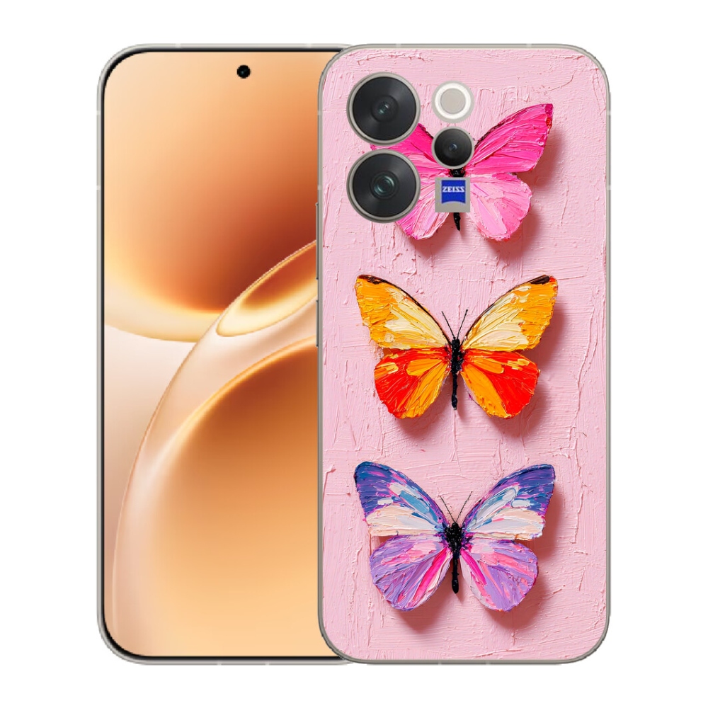 Gelový kryt mmCase na Vivo V70 - motýlí trojice
