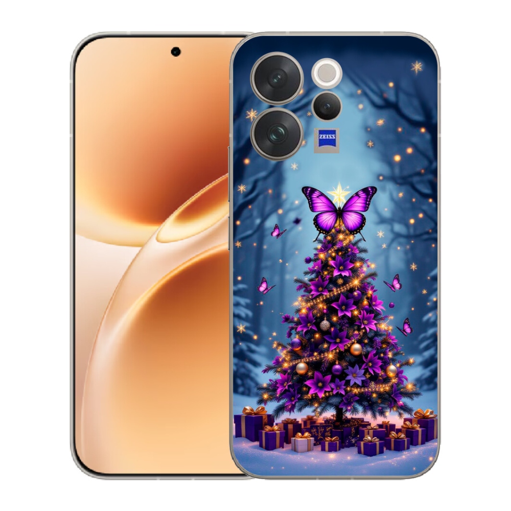 Gelový kryt mmCase na Vivo V70 - motýlí vánoční stromek