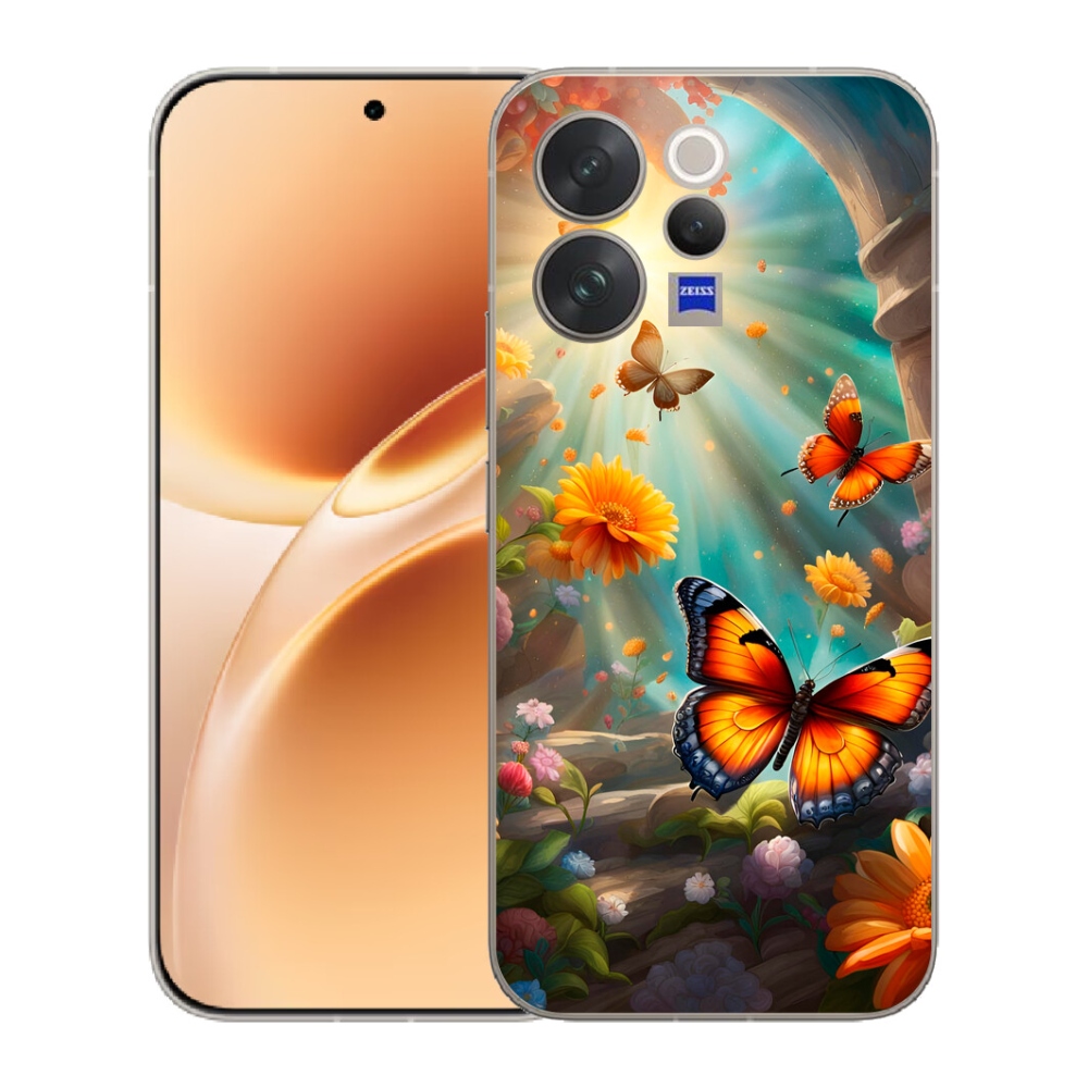 Gelový kryt mmCase na Vivo V70 - motýlí zahrada 2