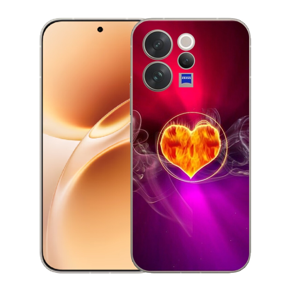 Gelový kryt mmCase na Vivo V70 - ohnivé srdce