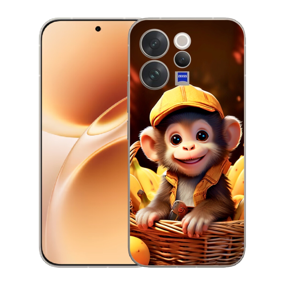Gelový kryt mmCase na Vivo V70 - opice v košíku