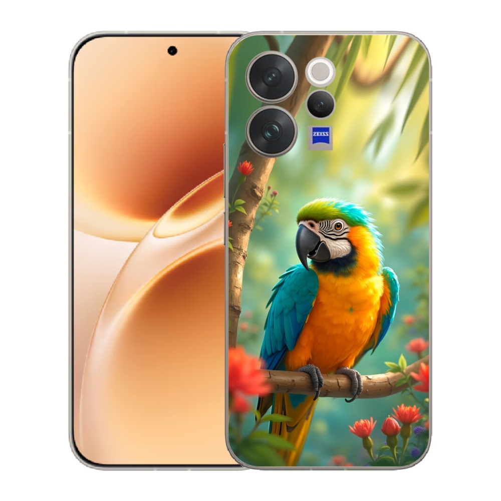 Gelový kryt mmCase na Vivo V70 - papoušek ara modrožlutá