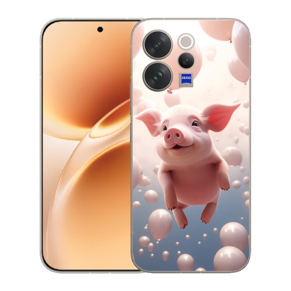 Gelový kryt mmCase na Vivo V70 - prasátko s balónky