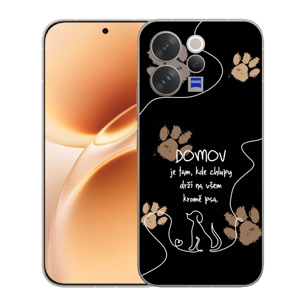 Gelový kryt mmCase na Vivo V70 - psí motiv černé pozadí