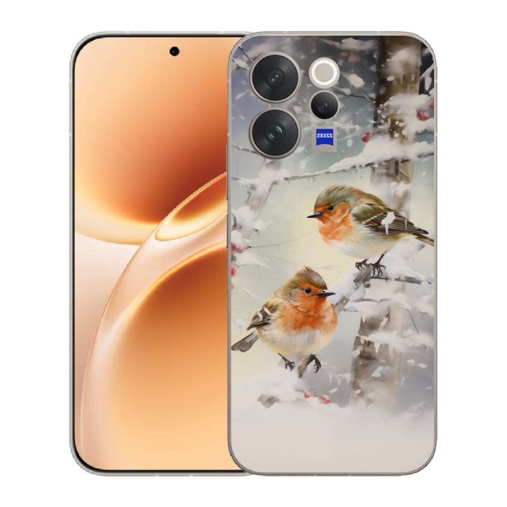 Gelový kryt mmCase na Vivo V70 - ptáčci v zimě
