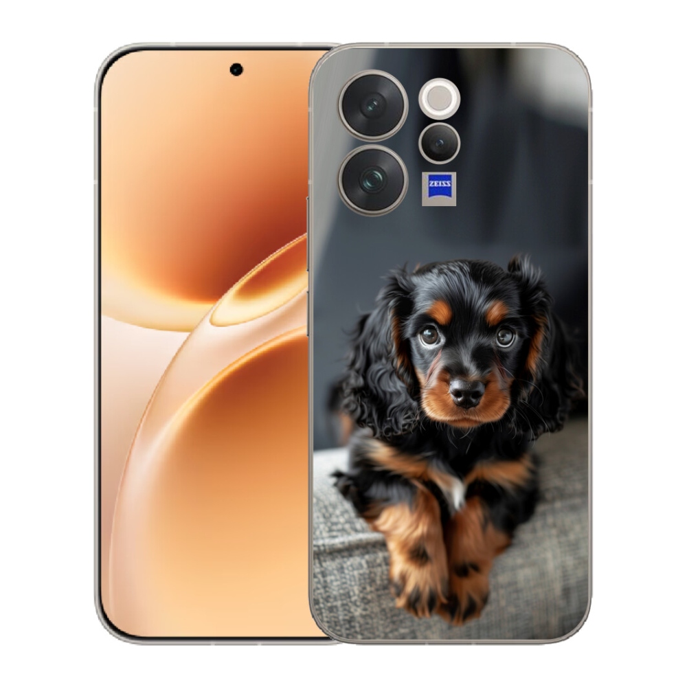 Gelový kryt mmCase na Vivo V70 - roztomilý dlouhosrstý jezevčík