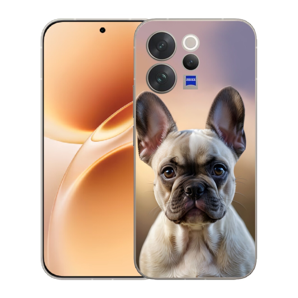 Gelový kryt mmCase na Vivo V70 - roztomilý francouzský buldoček